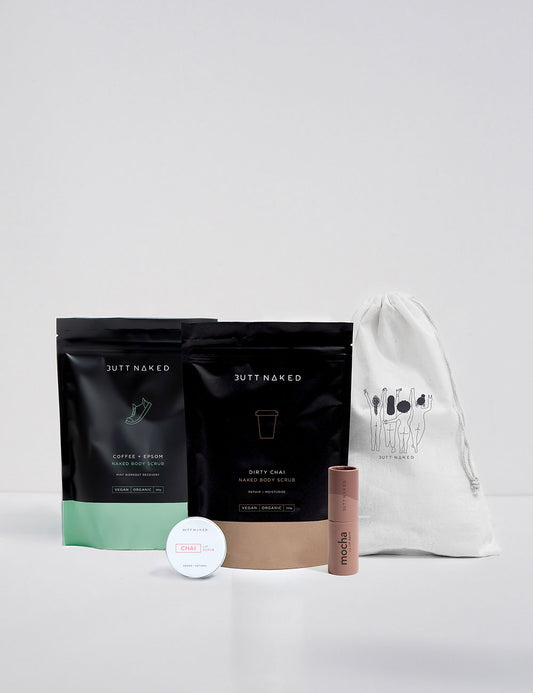 Vegan Coffee Fiend Skin Kit with coffee-infused skincare products